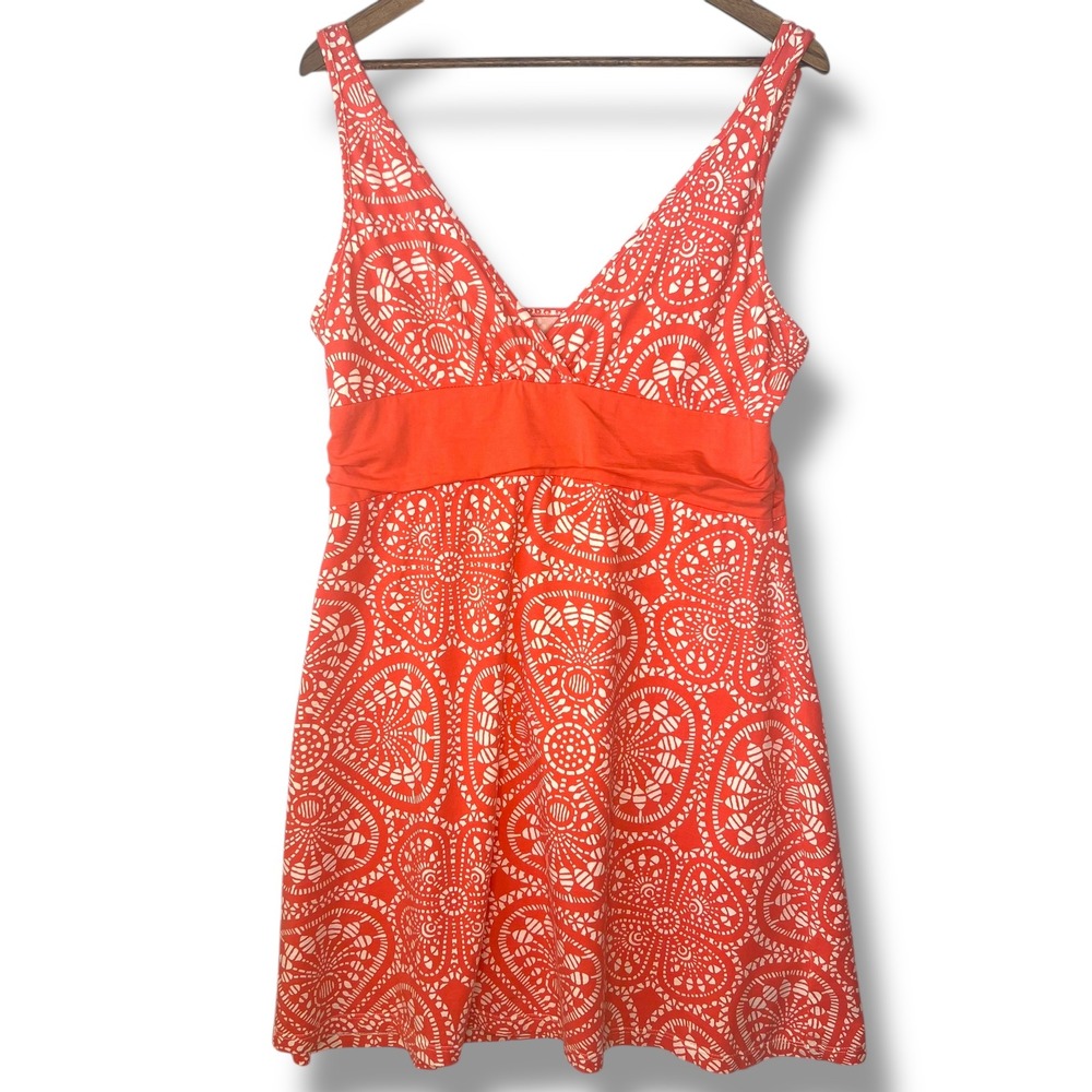Patagonia Dress Margot Soft‎ Cotton XL Orange Geometric Floral Babydoll Boho Y2K
